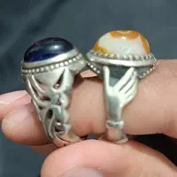 انگشتر نقره دست دلبر بابا قوری،یاقوت کبود