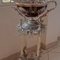 ظرف میوه خوری پایه دار کنارسالنی برنز برنجی مجسمه