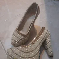 کفش مجلسی سفید طلایی زنانه سایز ۳۹