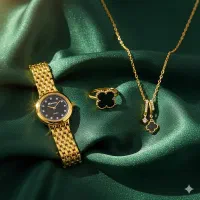 ست زنانه ساعت و گردنبند و انگشتر مدل Van Cleef
