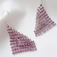 گوشواره آویز بلند نگینی یاسی|بدلیجات|بندرعباس, |دیوار