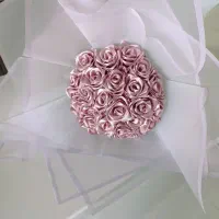 دسته گل رز روبانی