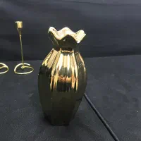 ست سه تایی جاشمعی و گلدان طلایی|صنایع دستی و سایر لوازم تزئینی|قم, آزادگان|دیوار