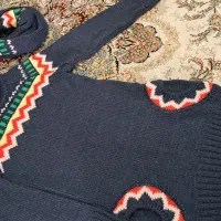 بافت یقه شل با کلاه و شال ست|لباس|ری, علایین|دیوار