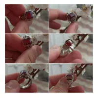 انگشتر نقره دست ساز با نگین یاقوت سرخ معدنی