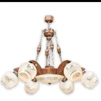 لوستر چوبی هشت شاخه به همراه دیوار کوب