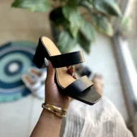 صندل دوبند چرم پاشنه روکش
