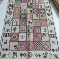 قالیچه ماشینی یک در یک و نیم کرم رنگ