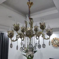 لوستر  برنجی ۱۰ شعله|لوستر و چراغ آویز|رشت, دروازه لاکان|دیوار