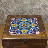 جعبه چوبی دست‌ساز با کاشی برجسته ی سنتی|صنایع دستی و سایر لوازم تزئینی|تهران, سعادت‌آباد|دیوار