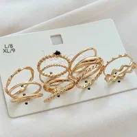 انگشتر پکی طرح دار مدل طلایی مینیمال و کیوت