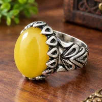 فروش انگشتر نقره ۹۲۵با عقیق زرد طبیعی