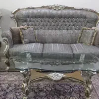 مبل استیل سلطنتی ۸ نفره با جلو مبلی و سه تا عسلی