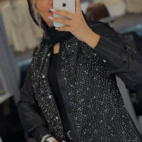 شومیز و شلوار فول نگین ساتن ژاکارد یقه خرگوشی