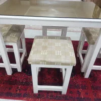 میز نهارخوری ست ۴نفره سفید، چوب راش