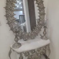 آینه و کنسول طرح برنز با دو عددشمعدان