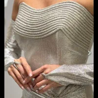 لباس نو مجلسی بلند شاین کرم طلایی