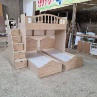 تخت دو طبقه طرح سه نفره نوجوان ام دی اف وکیوم|تخت و سرویس خواب|مشهد, خواجه ربیع|دیوار