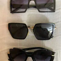 3 عدد عینک آفتابی برند و پک گوشواره استیل نو