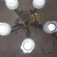 دو عدد لوستر آویز برنجی ۵شاخه طلایی در حد نو|لوستر و چراغ آویز|بندر کنگان, |دیوار