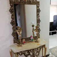 آینه برنجی با کاسه جا میوه