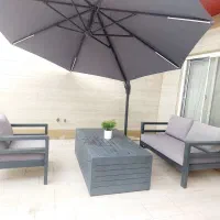 مبلمان فلزی باغی به همراه میز اتشدان وسایبان|مبلمان خانگی و میز عسلی|بابل, |دیوار