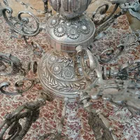 لوستر ۶شاخه برنز نقره ای طرح لاله