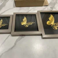 سه عدد تابلو پروانه ای طلایی|تابلو، نقاشی، عکس|کرمان, |دیوار