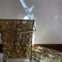 سطل آشغال و جا دستمال کاغذی برنز