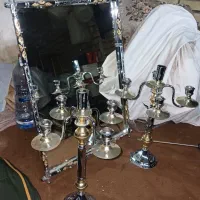 آینه وشمعدانی برنزی