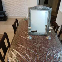 آیینه شمعدان برنز آبکاری نقره