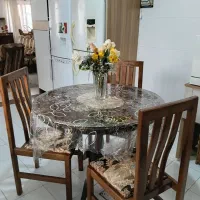 میز نهارخوری تمام چوبی گرد اسلب