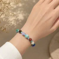 دستبند هفت چاکرا سنگ معدنی اصلی
