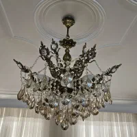 دوعدد لوستر برنز و آویزهای کریستالی