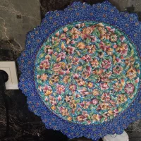 سینی مسی قدیمی قلمکار و بشقاب و گلدان میناکاری