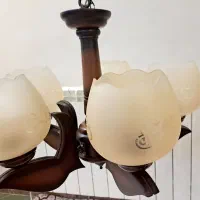 یک جفت لوستر چوبی ۵ شعله|لوستر و چراغ آویز|فردیس, شهرک وحدت|دیوار