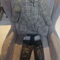 بارونی طرح پیچاز به همراه شلوار چرم