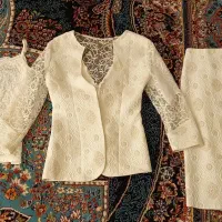 کت دامن مجلسی سه تیکه سفید سایز ۳۶ الی ۳۸|لباس|آران و بیدگل, |دیوار