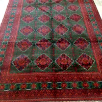 ۶ متری تمام کرک سبز طرح لوزی رنگ طبیعی گلیم دار