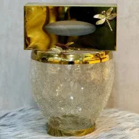 ست سطل و جا دستمال آبگز طلایی طرح سنجاقک