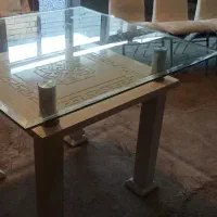 میز و صندلی شیشه ای ناهار خوری ۴ نفره