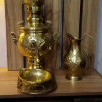 سرویس سماور برنجی قابل استفاده با زغال