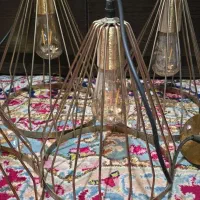 شش عدد لوستر آویز هرمی مفتولی همراه با لامپ