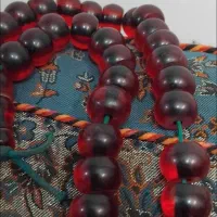 تسبیح سندلوس عتیقه دانه یاقوتی قرمز قدیمی