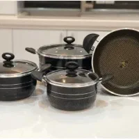 سرویس قابلمه و تابه لانه زنبوری ۷ پارچه هلنا|ظروف پختوپز|بوشهر, |دیوار