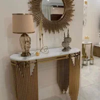 آیینه و کنسول استیل فلزی پایه آبشاری خورشیدی|بوفه، ویترین، کنسول|آفتاب, |دیوار