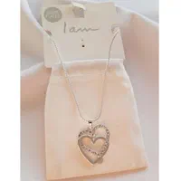 گردنبند زنجیری آویزدار قلب نگینی روکش نقره هفت رنگ|بدلیجات|قم, شهید رجایی|دیوار