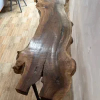 میز چوبی فلزی روستیک گردو دست‌ساز خاص|میز تحریر و کامپیوتر|سورک, |دیوار