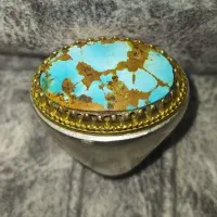 انگشتر نقره با سنگ زیبای فیروزه اصل|جواهرات|یاسوج, |دیوار