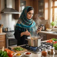 بانوان پر تلاش با گوشی موبایل